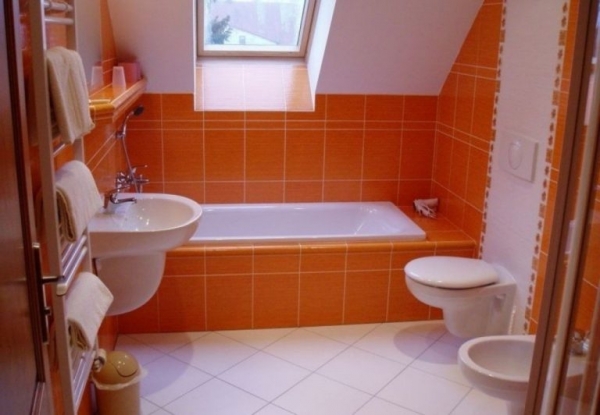 Интерьер маленькой ванной комнаты совмещенной с туалетом